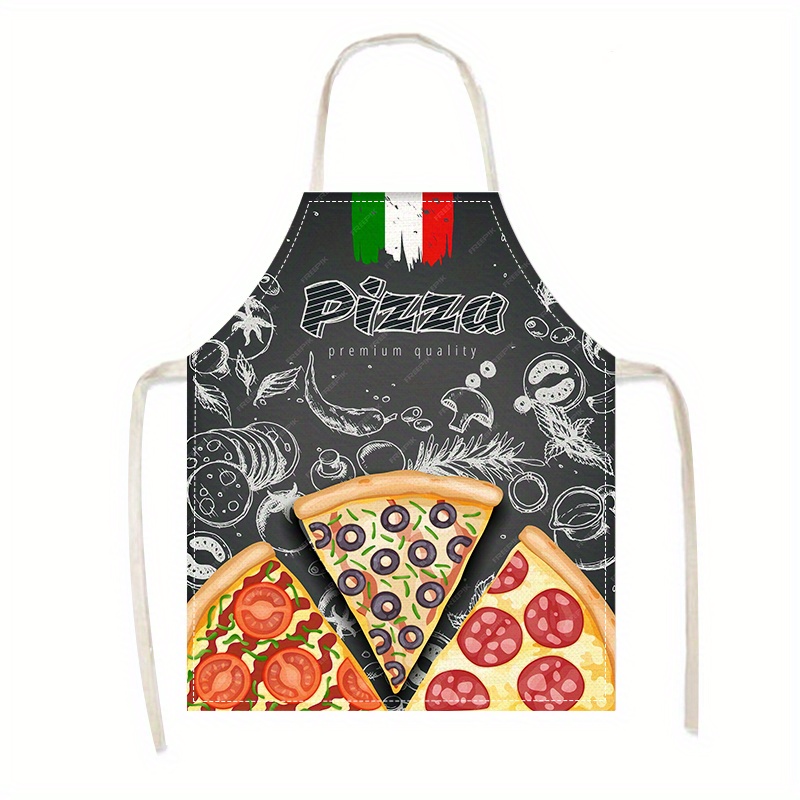Home Cooking In Italian - Linnen schort Pizza Italiaans eten Print