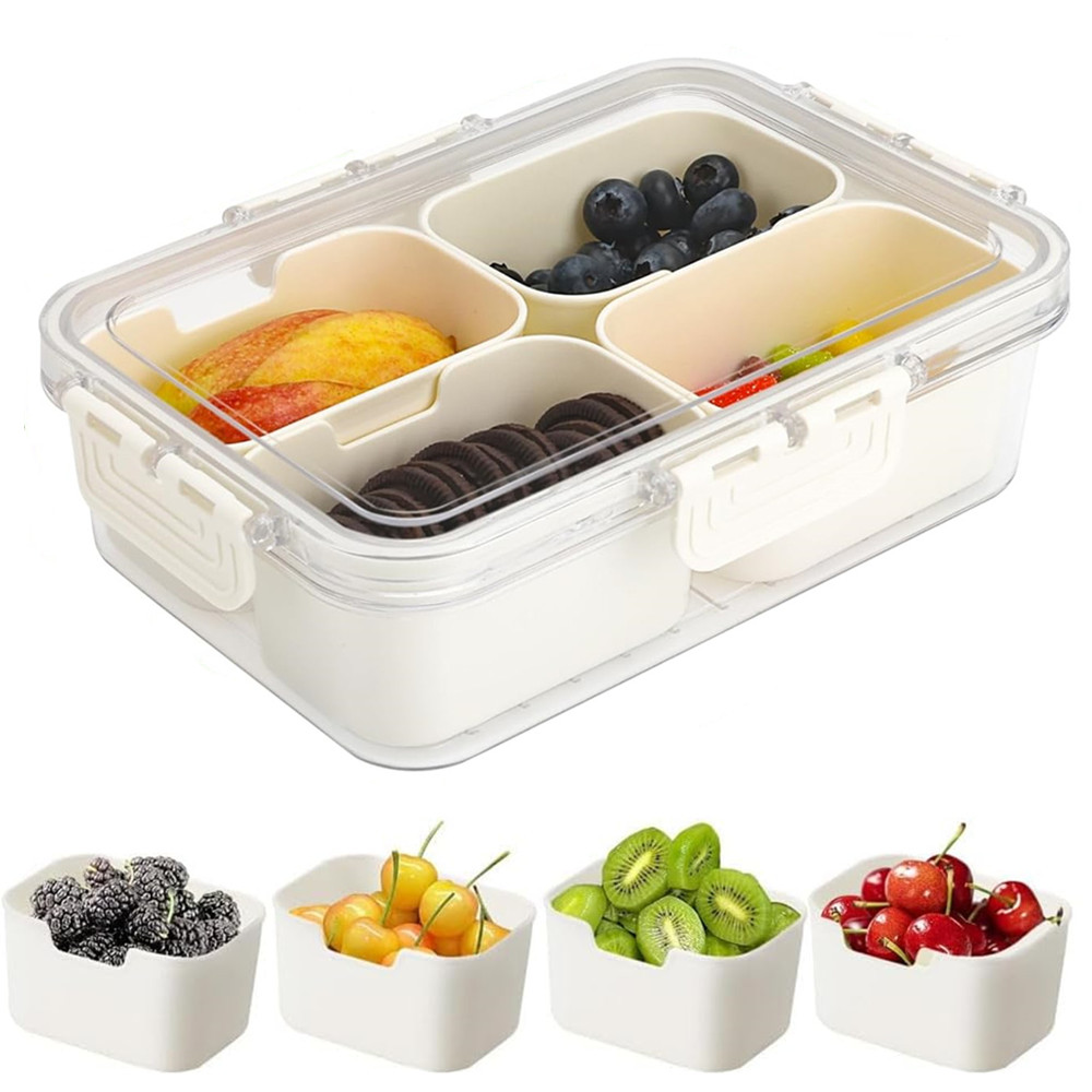 Home Cooking Food - Draagbare voedselbewaarbox, snackbox, 4 compartimenten met
