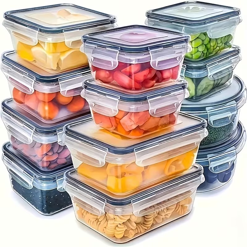 Home Cooking Food - 4-delige transparante voedselbewaarbakjes met klikdeksels, herbruikbaar