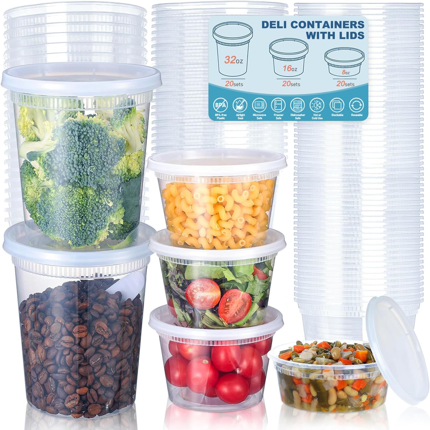 Home Cooking Food - 24 stks Deli Voedselopslagcontainers met Deksels,
