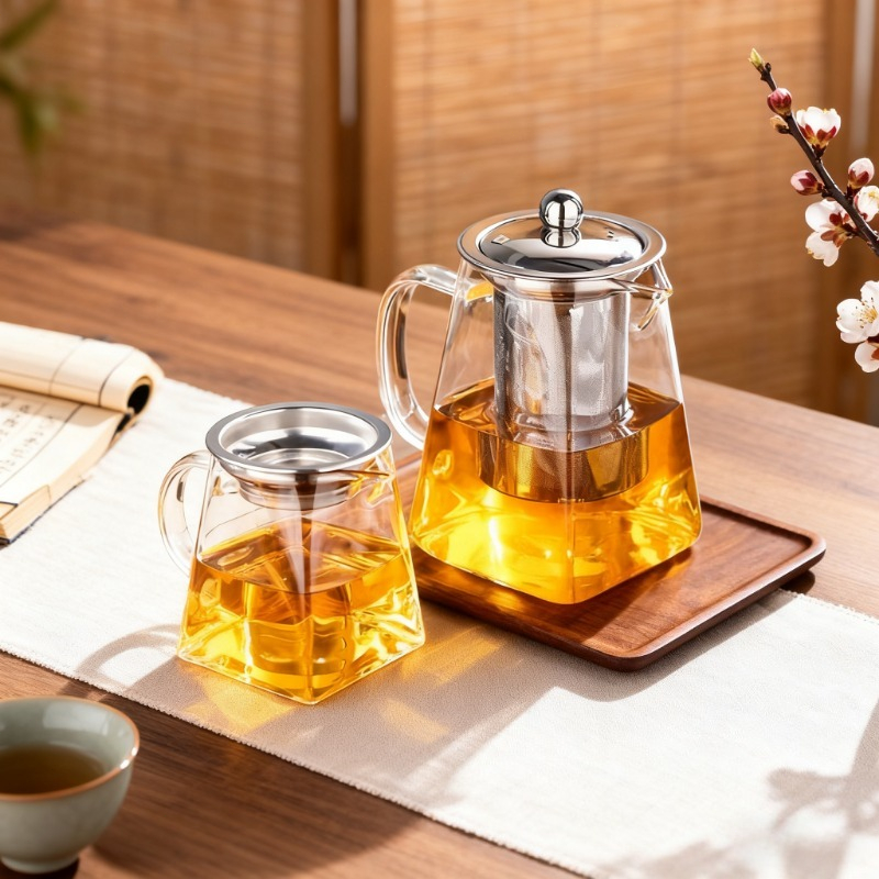 Home Cooking Set - Glazen Theepot met Zetgroep Theeservies Ketel